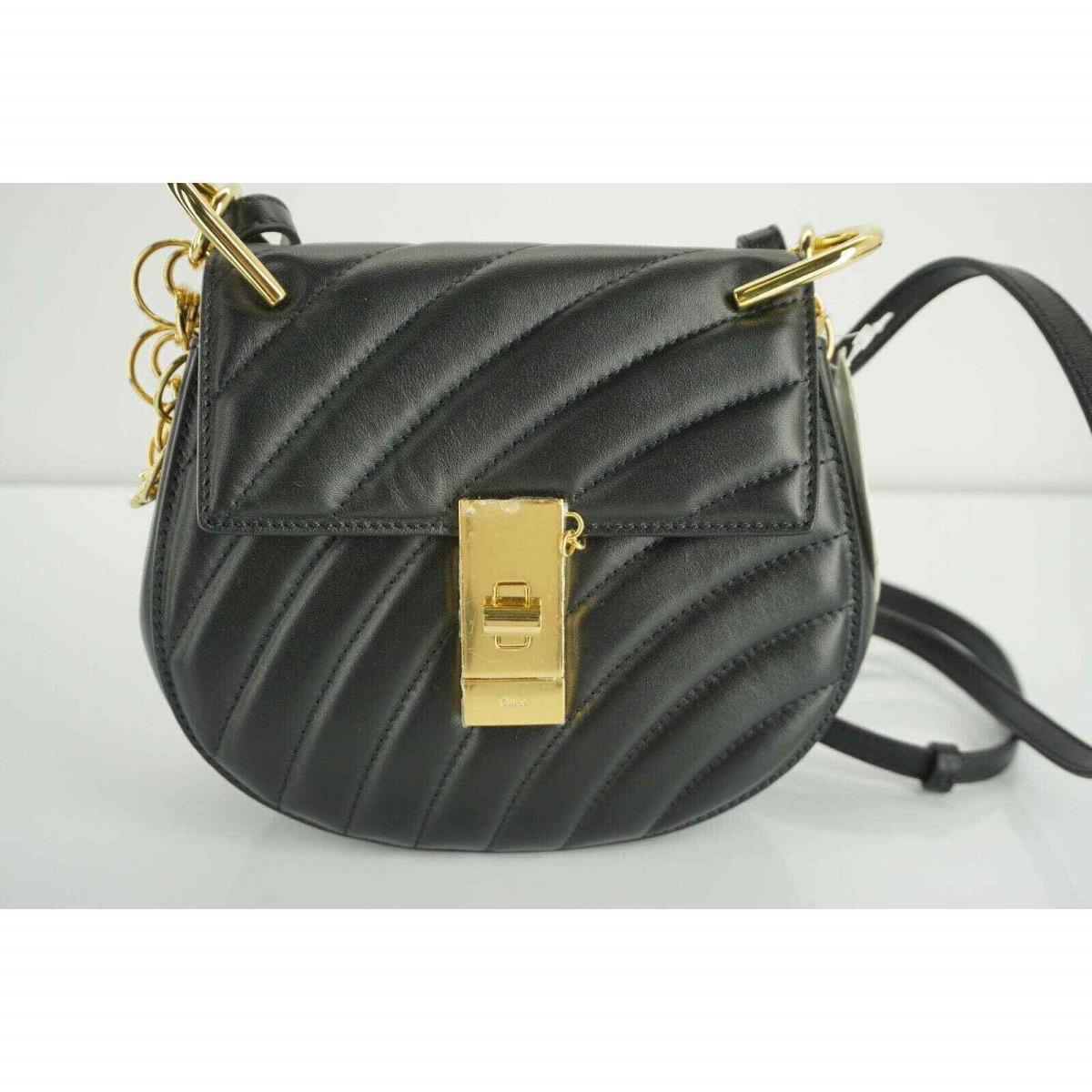 Chloe Black Quilted Leather Mini Drew Bijou Crossbody Gold Chain Bag