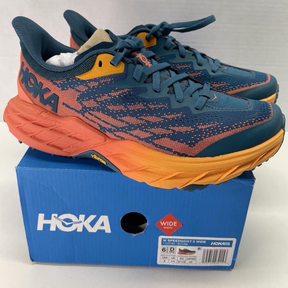 Hoka One Speedgoat 5 Size 6 Wide D 1123160/BCCML Women`s Trail Running Shoes