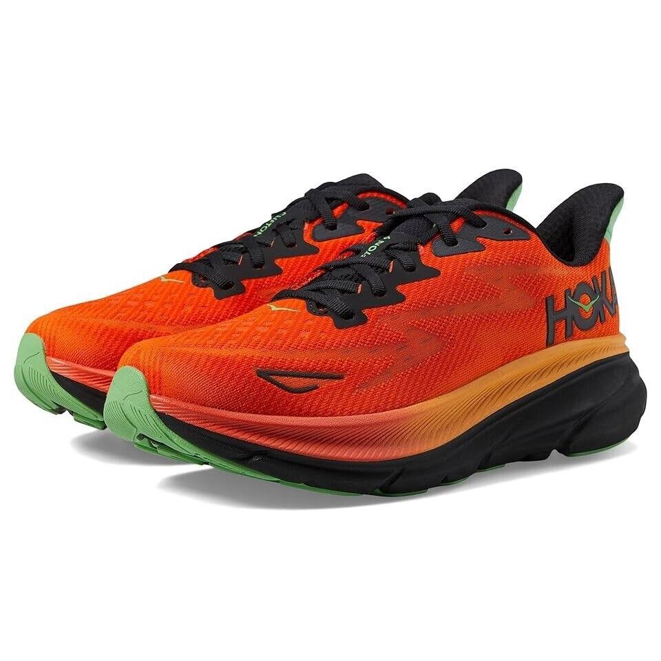 Hoka Z7316 Mens Flame Clifton 9 Lace-up Running Shoes Size 7D