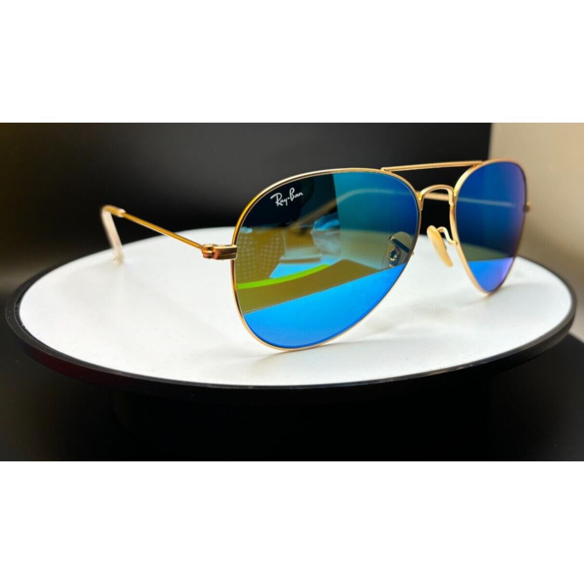 Ray-ban RB3025 Aviator Sunglasses in Mirrored Blue Lenses M