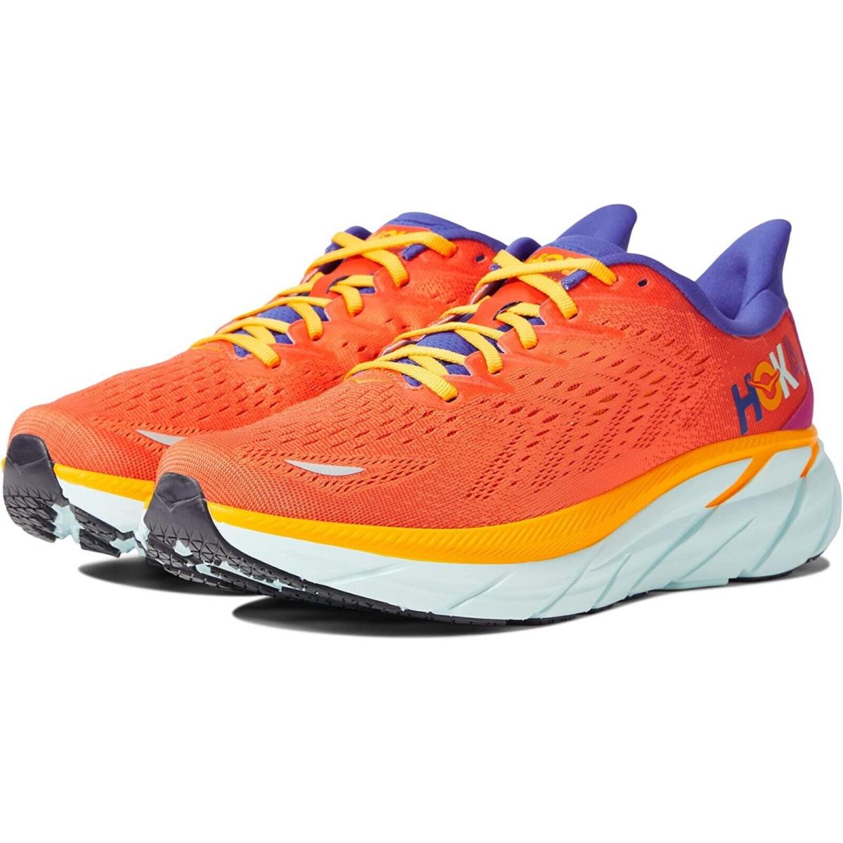 Hoka Clifton 8 Men`s Orange Running Shoes Sneakers N4984 Size 7 D