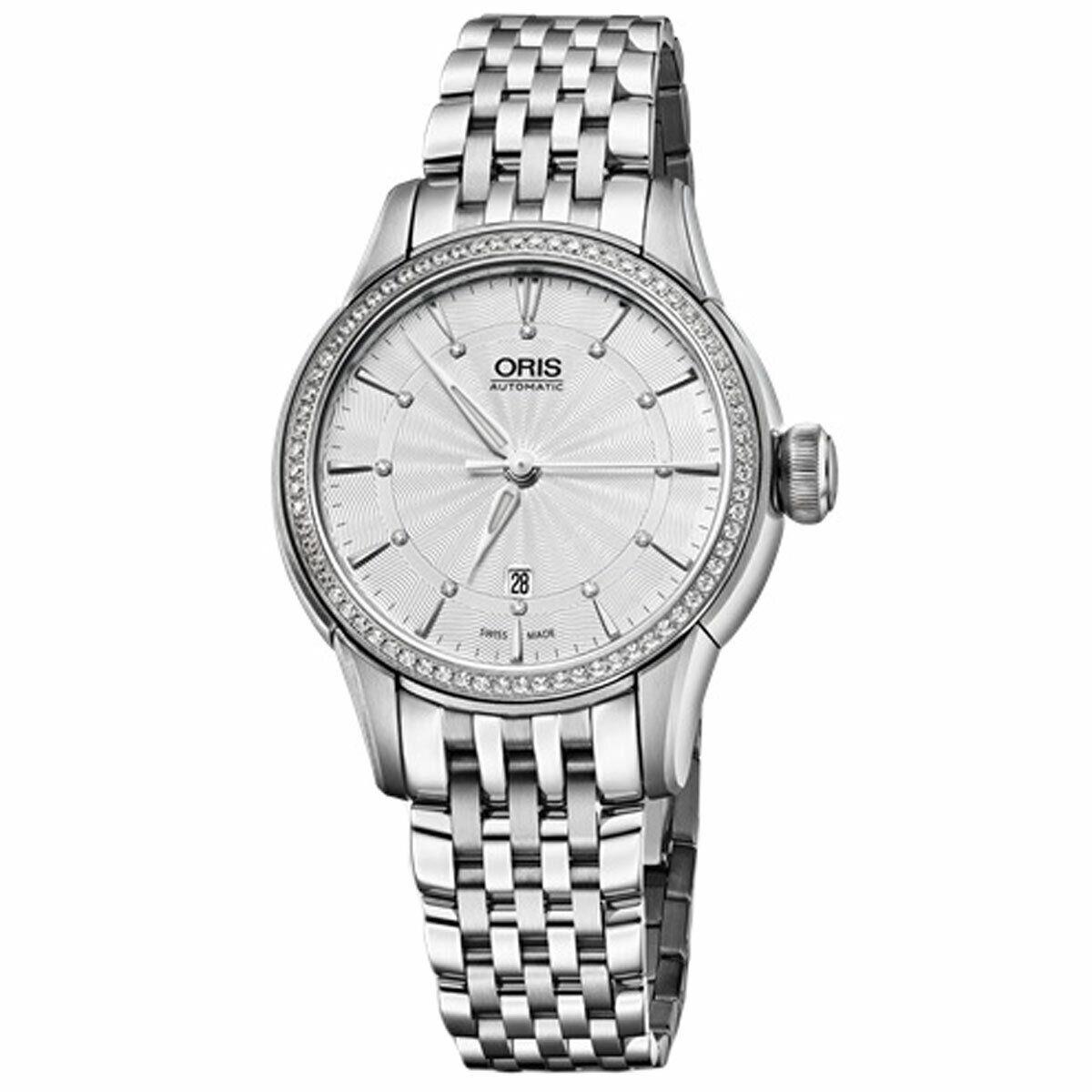 Oris Women`s Artelier Watch Automatic Diamond Silver Bracelet 01 561 7687 4951MB