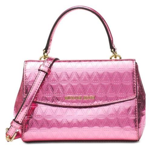 Michael Kors Ava Mini XS Crossbody Glimmering Leather Bag Soft Pink Holiday