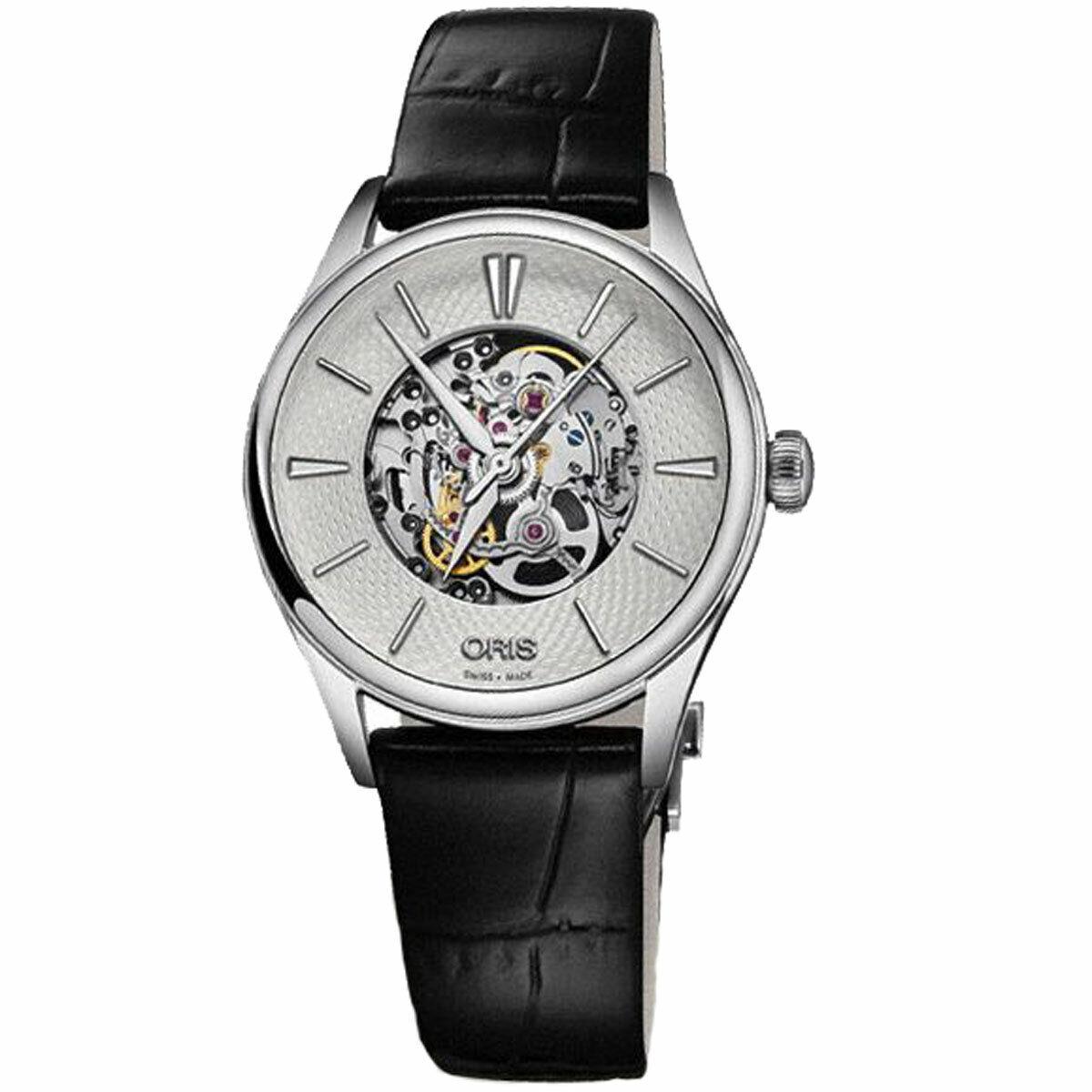 Oris Women`s Watch Artelier Automatic Black Leather Strap 01 560 7724 4051LS