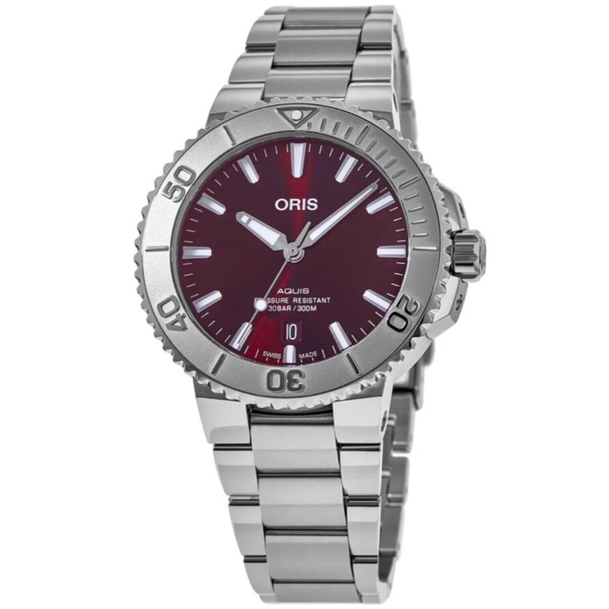 Oris 01 733 7766 4158-07 8 22 05PEB Men`s Aquis Date Relief Red Dial Automatic