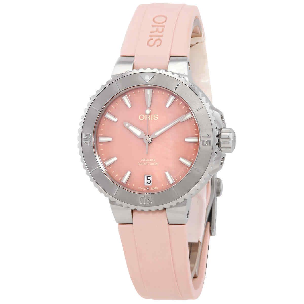 Oris Aquis Date Automatic Pink Mop Dial Unisex Watch 01 733 7770 4158-07 4 18