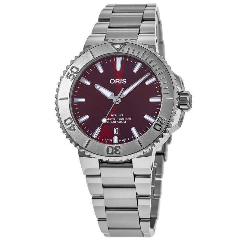 Oris Aquis Date Red Cherry Dial Men`s Watch 01 733 7766 4158-07 8 22 05PEB