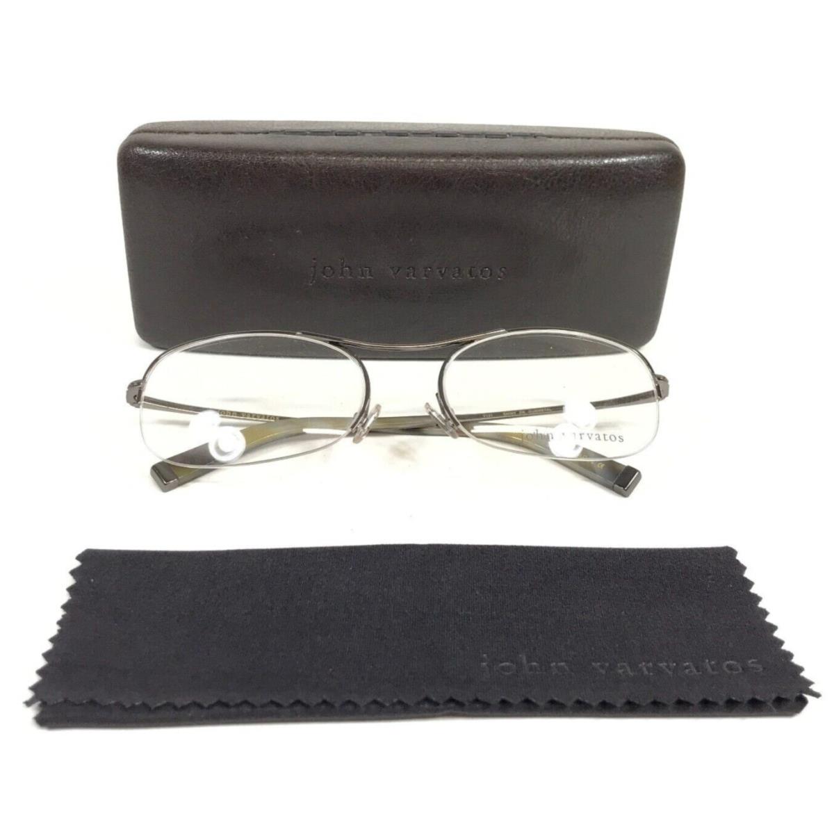 John Varvatos Eyeglasses Frames V101 DK Shiny Dark Gunmetal Oval 56-19-135