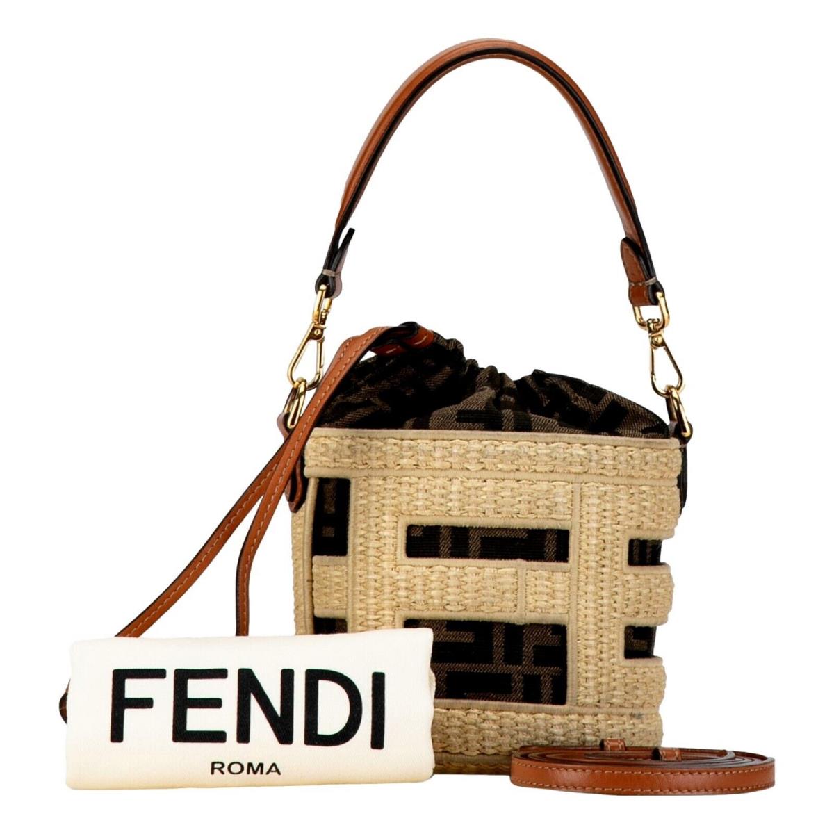 Fendi Step Out Bucket Bag Mini Canvas and Leather Zucca FF Logo