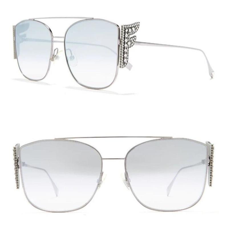 Fendi FF0380/G/S 6LBIC 62mm Oversized Sunglasses Silver / Grey Gradient / Mirror