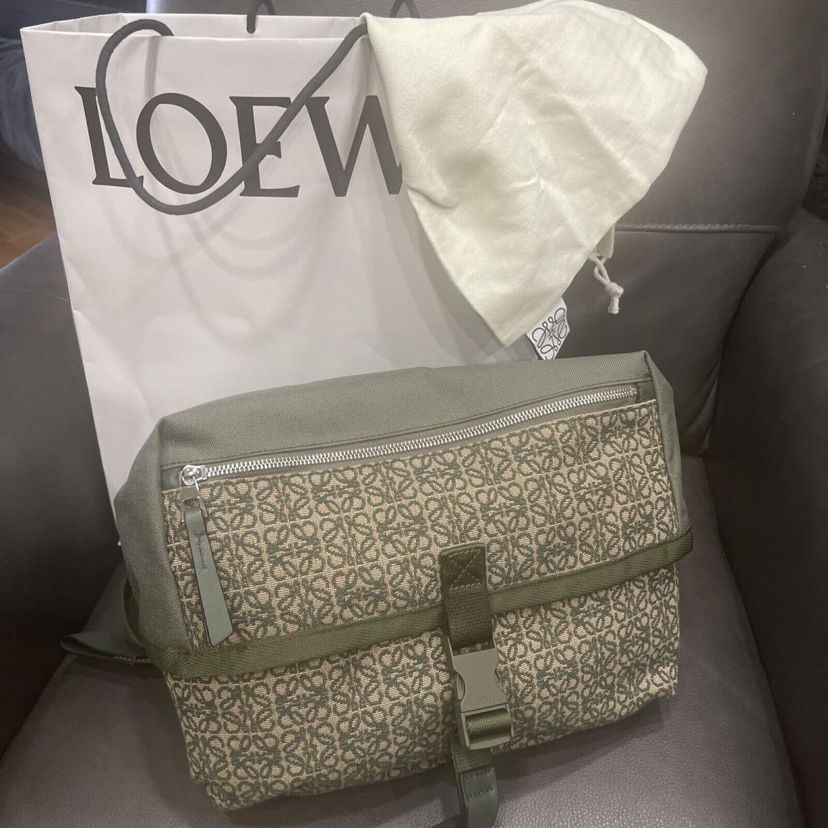 Loewe Postman Sling Anagrama Olive Crossbody Bag