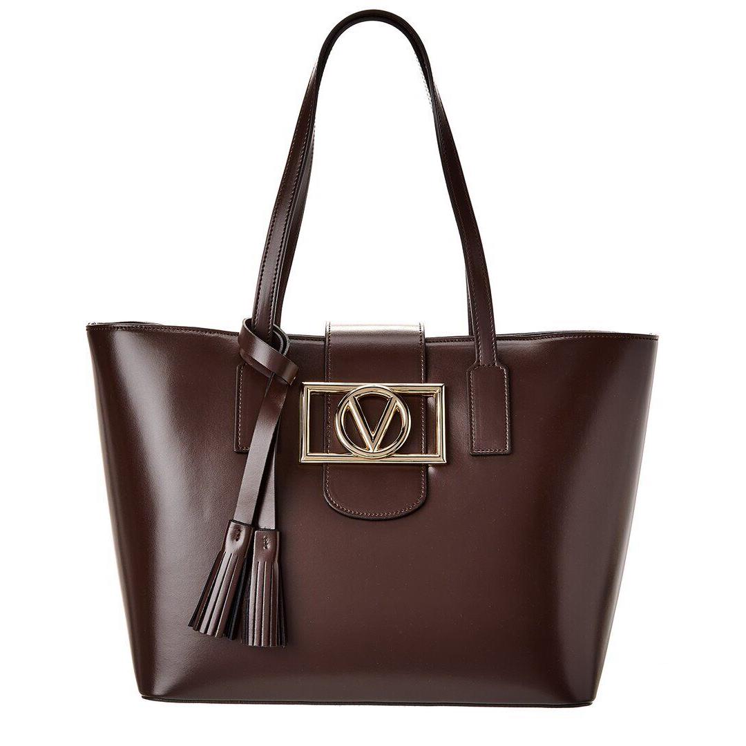 Valentino By Mario Valentino Marion Super V Leather Tote Women`s Brown