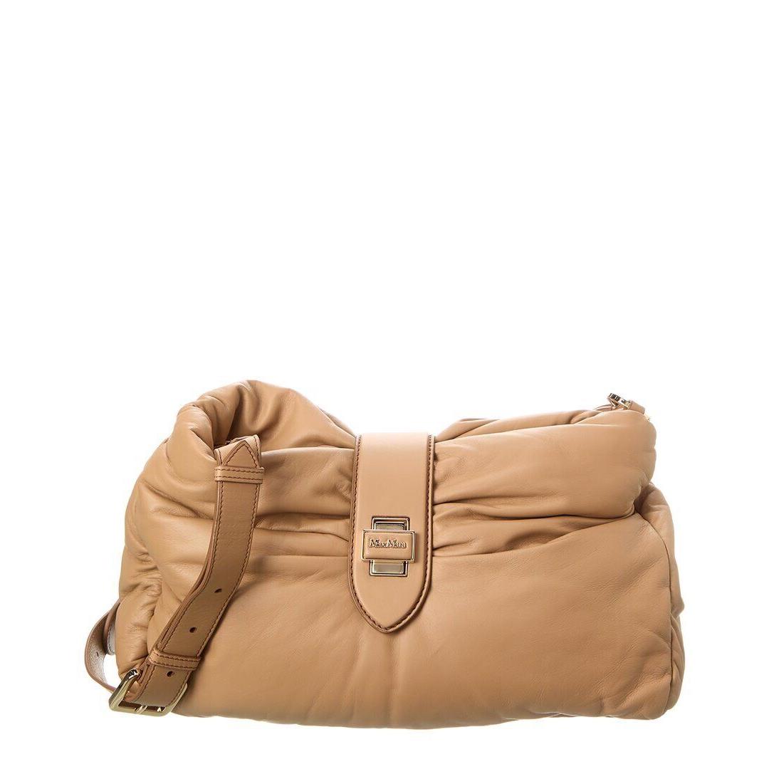 Max Mara Cuddlem Leather Shoulder Bag Women`s Brown