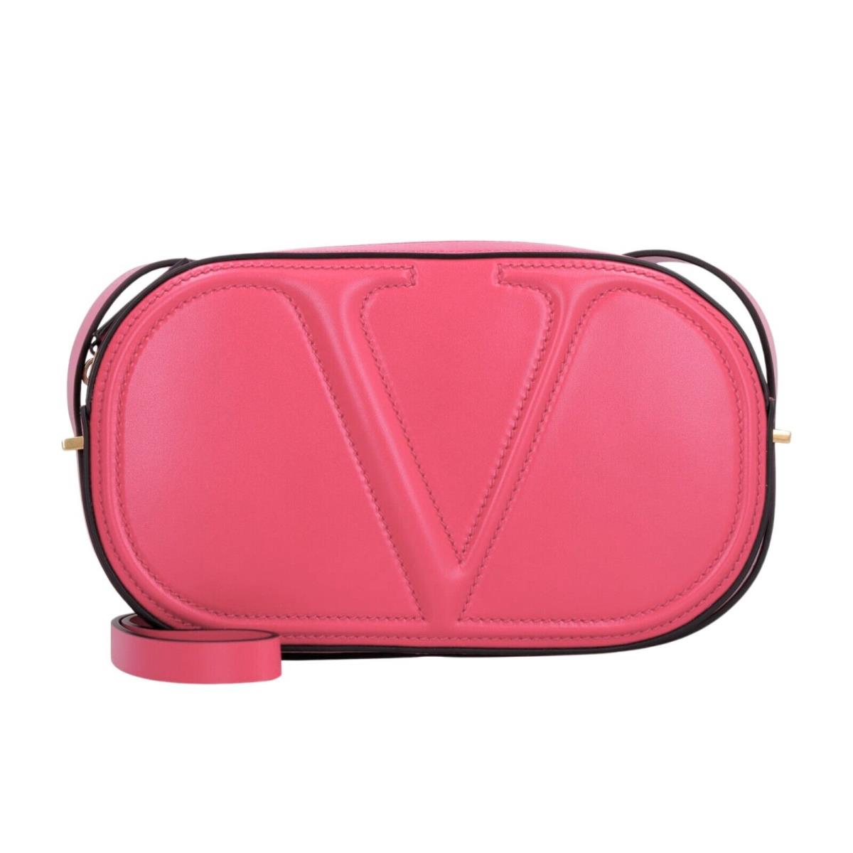 Valentino Garavani Vlogo Walk Camera Crossbody Bag Pink Calf Leather Medium - Handle/Strap: Pink, Hardware: Gold, Exterior: Pink