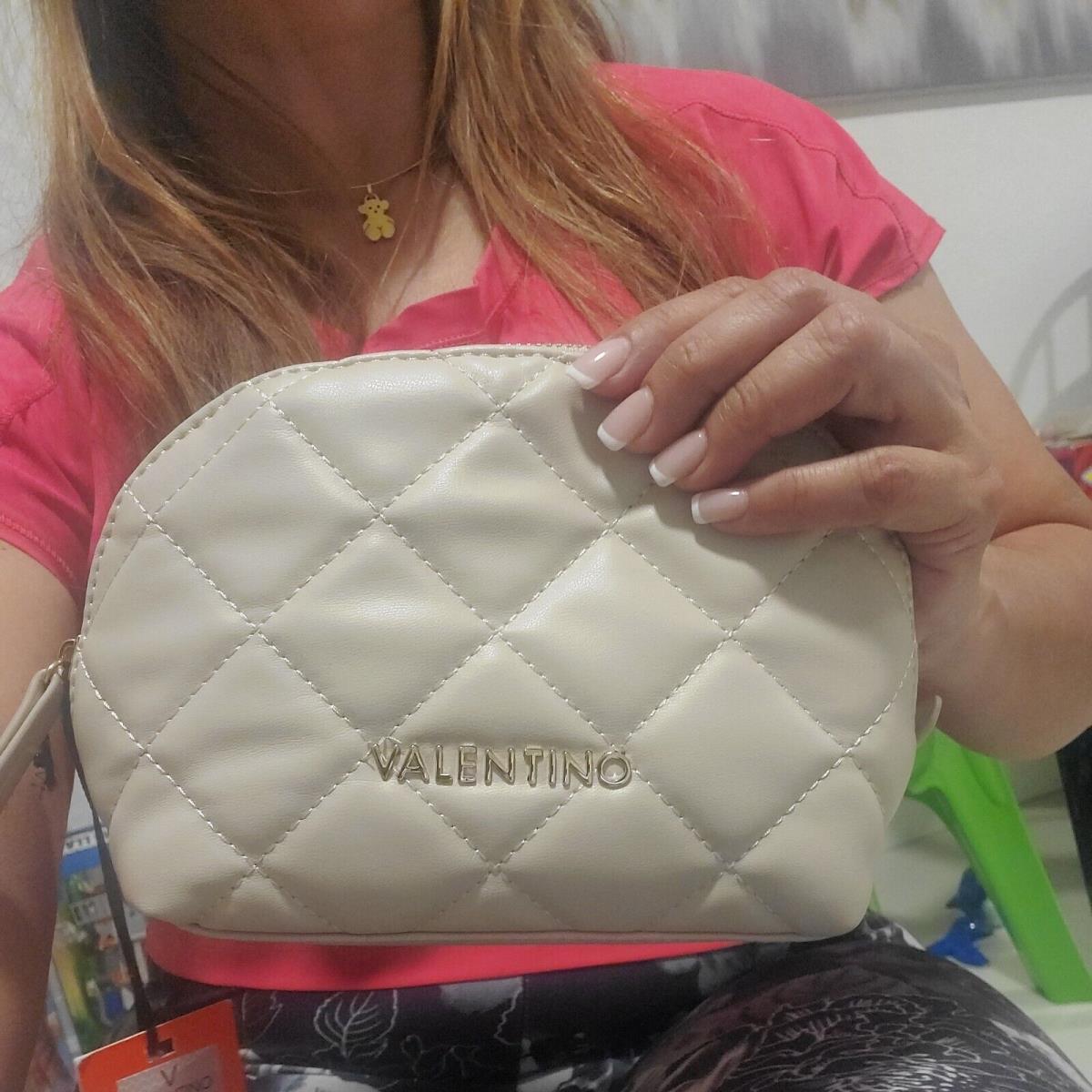 Mario Valentino Logo Clutch Bag Shoes Shoulder Shoes White Wristlet