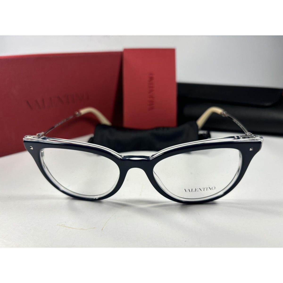 Valentino 3005 Blue Clear 5028 Eyeglasses Silver Frames 49/17/135