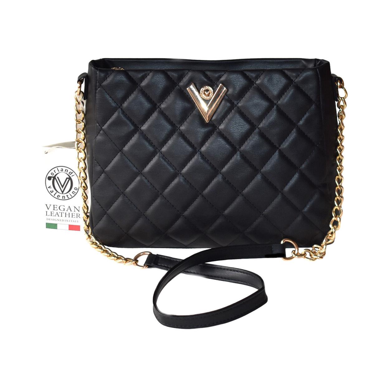 Valentino Orlandi Women s Handbag Black Quilted Leather Goldtone Cha