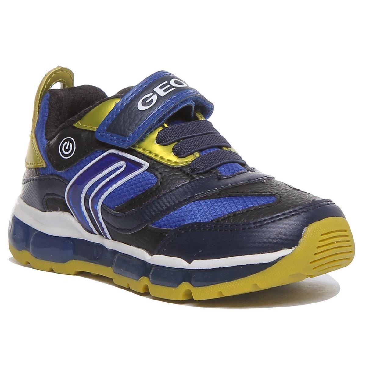 Geox J Android 1 Strap Hook and Loop Gel Mens Sneaker In Navy Size US 6 - 12