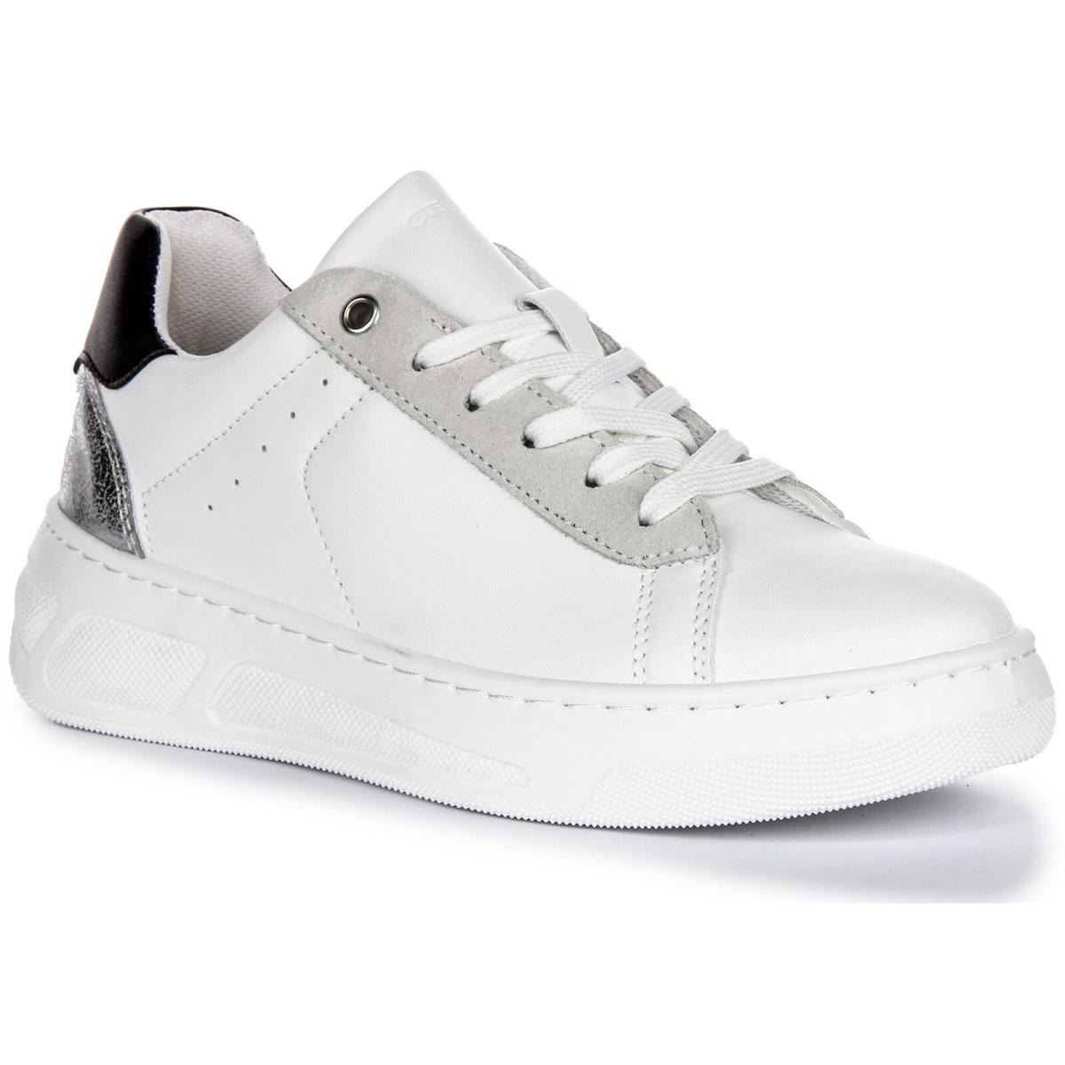 Geox D Ljuba A Style On Tennis Court Womens Sneakers White Silver US 5 - 11