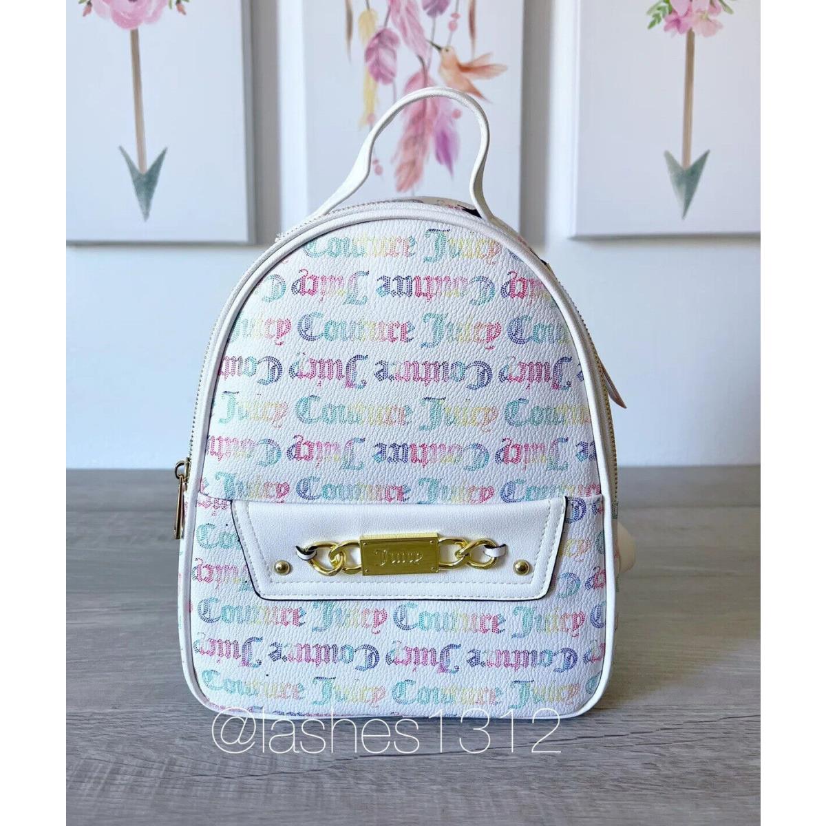 Juicy Couture Backpack Off The Chain Mini Purse Bag - White Rainbow Logo