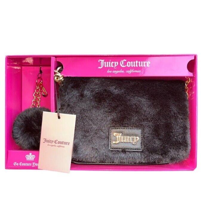 Juicy Couture Black Mini Purse Fur Licorice Purse Handbag Crossbody