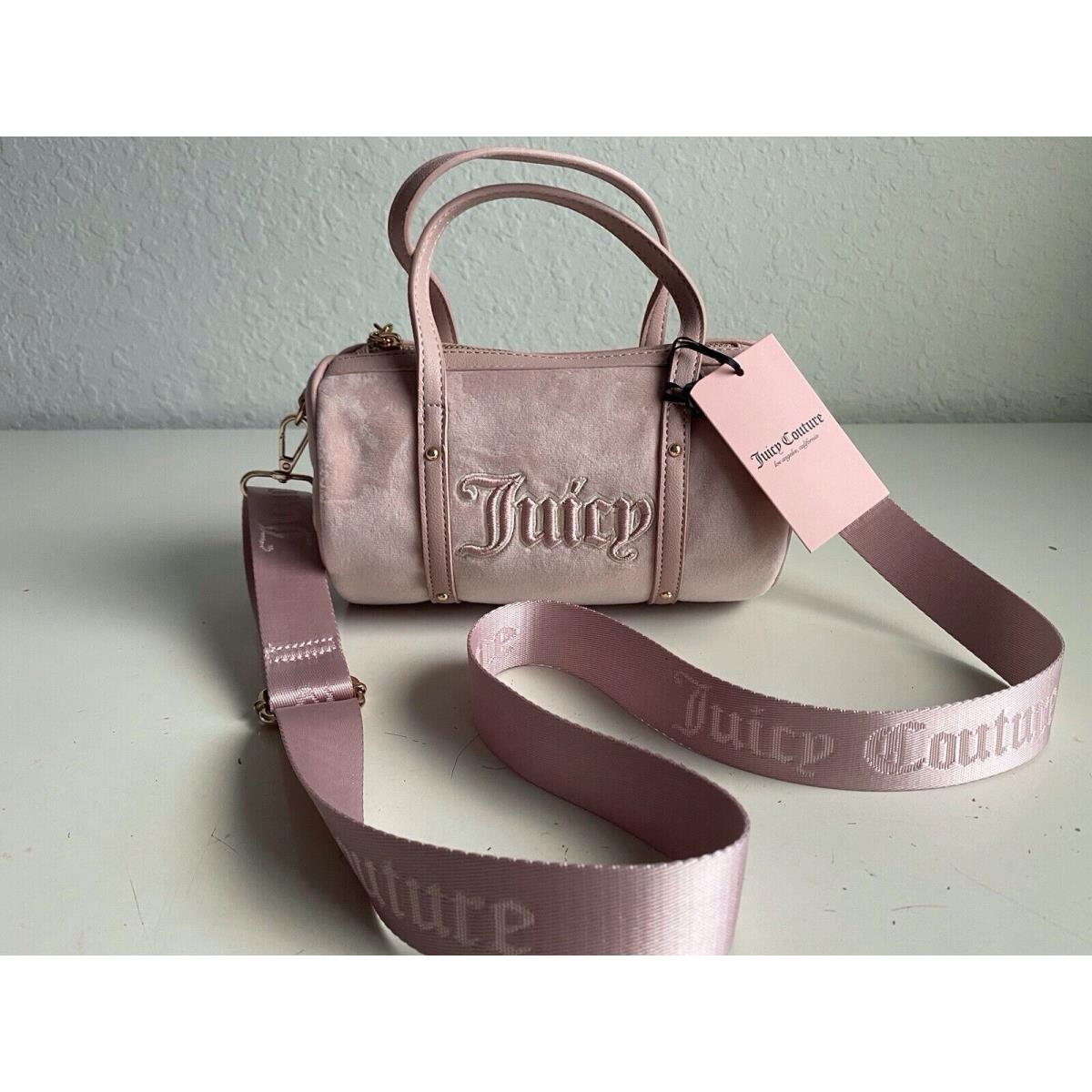 Juicy Couture Queen Of Everything Mini Barrel Velour Crossbody Dusty Blush