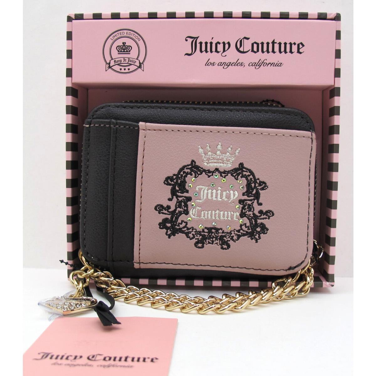 Juicy Couture Heritage Small Square Card Case Wallet Dusty Blush Gift Box