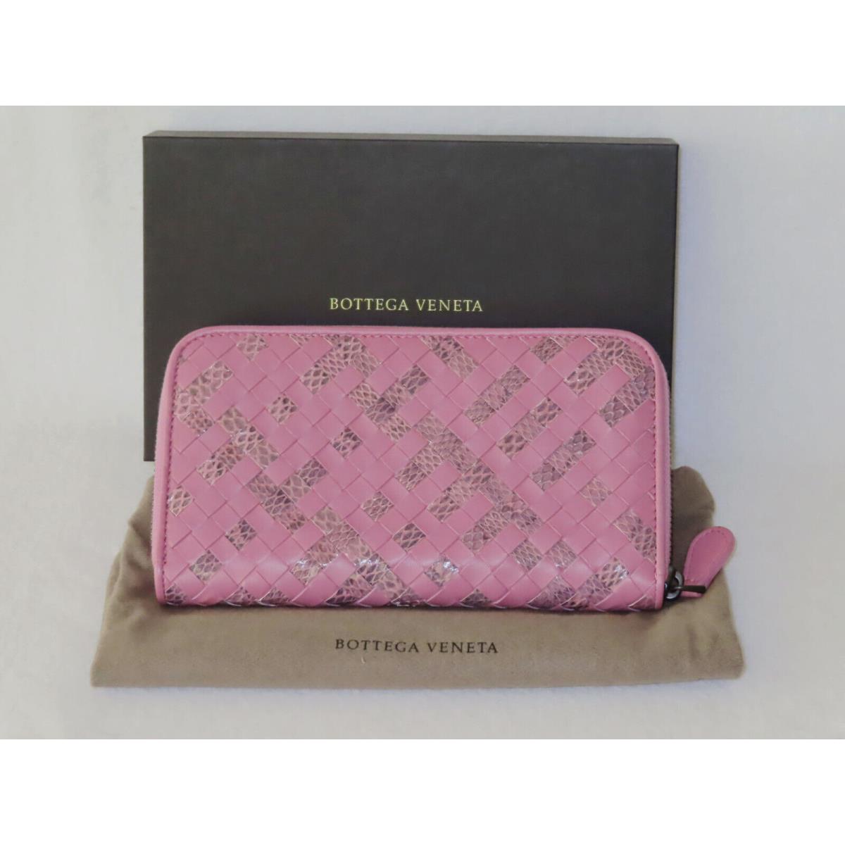 Bottega Veneta Lavender Pink Twilight Intrecciato Snake/leather Zip Wallet