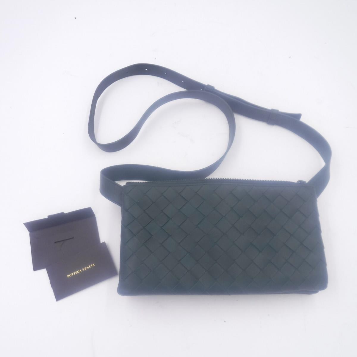 Bottega Veneta Men`s Leather Cross Body Bag Triple Pouch Dark Green