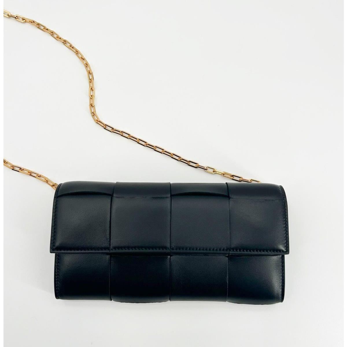 Bottega Veneta Black Cassette Leather Chain Wallet