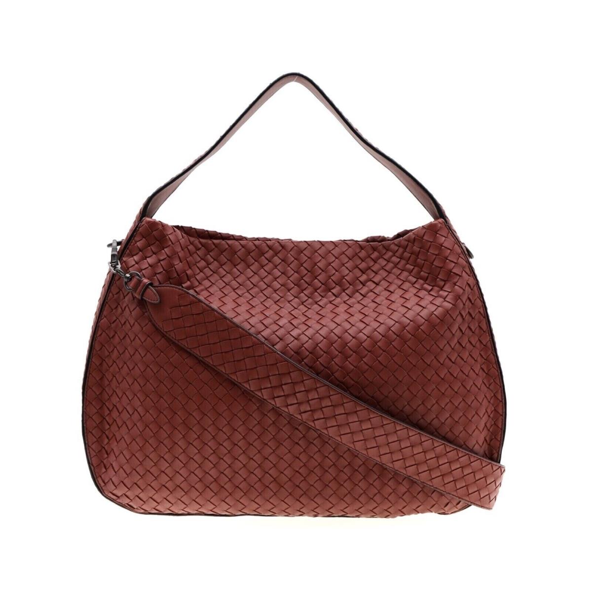 Bottega Veneta Intrecciato Hobo Shoulder Bag with Mirror Red Leather