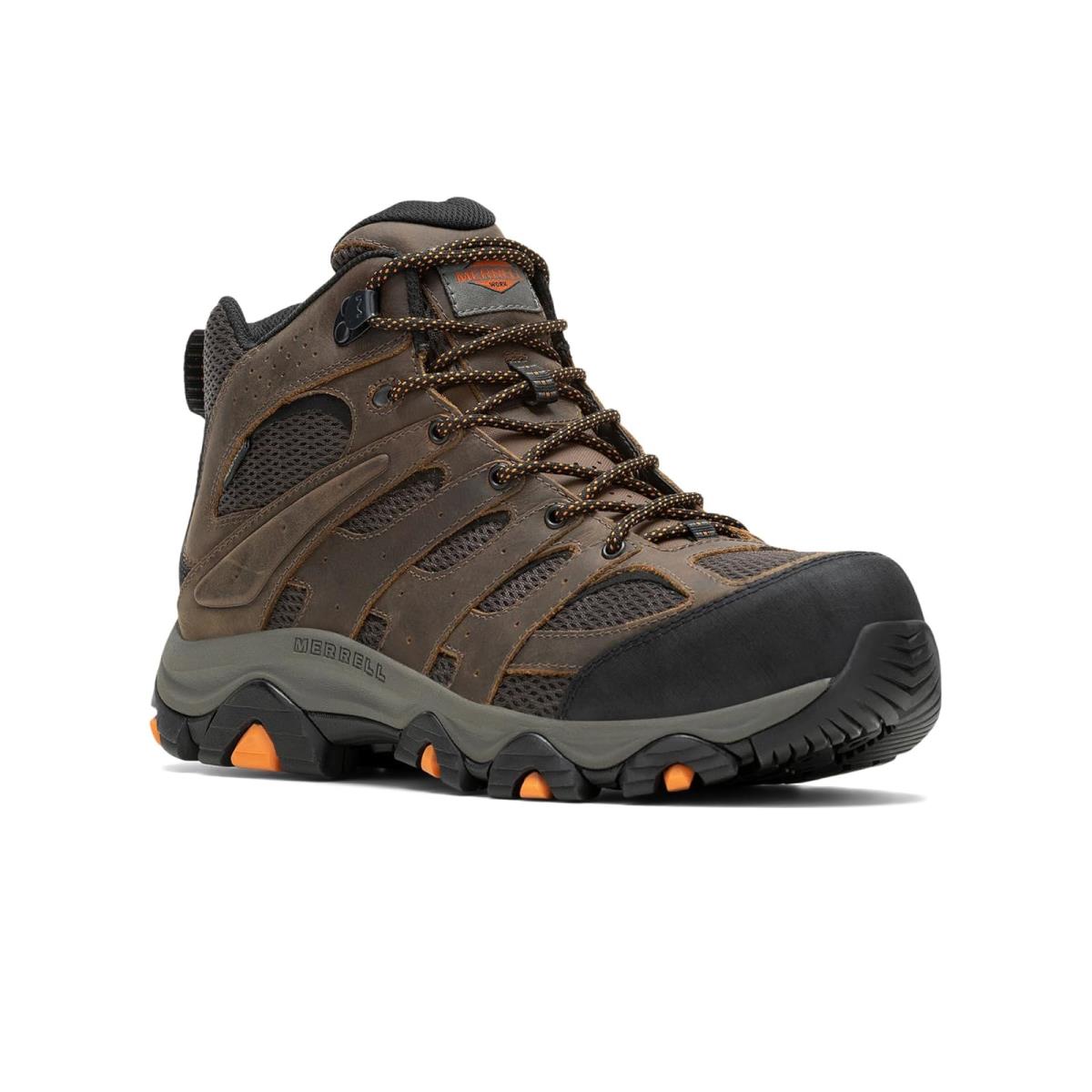 Man`s Boots Merrell Work Moab Vertex 2 Mid Waterproof Carbon Fiber - Earth