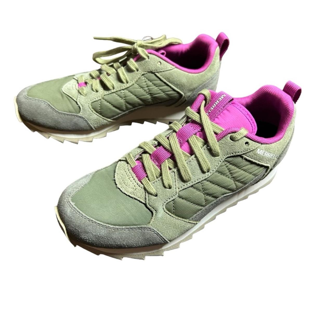 Merrell Alpine Sneakers Olive/fuschia Suede Mesh Retro Lightweight Size 7