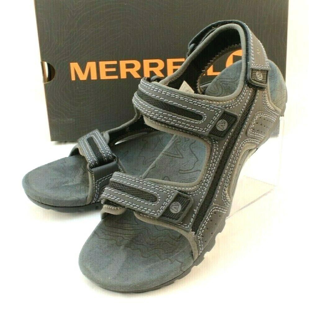 Merrell Sand Spur Oak Size 13 M Black / Granite Leather Mens Sandals Retail