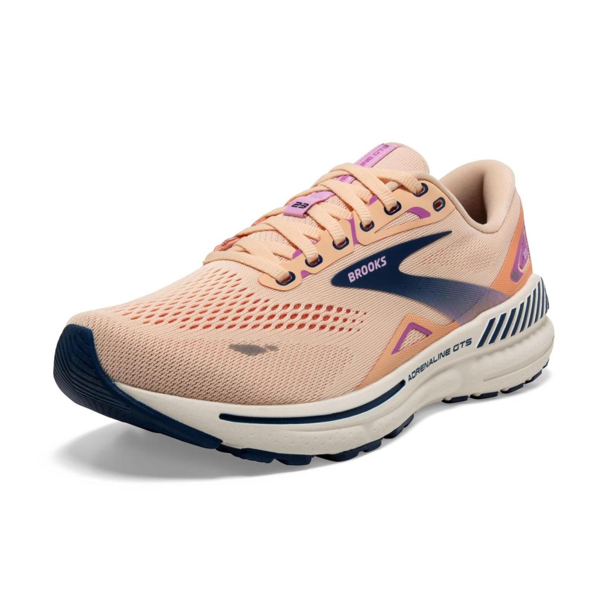 Brooks Women s Adrenaline Gts 23 Supportive Running Shoe - Apricot/estate Blue/o - Apricot/Estate Blue/Orchid