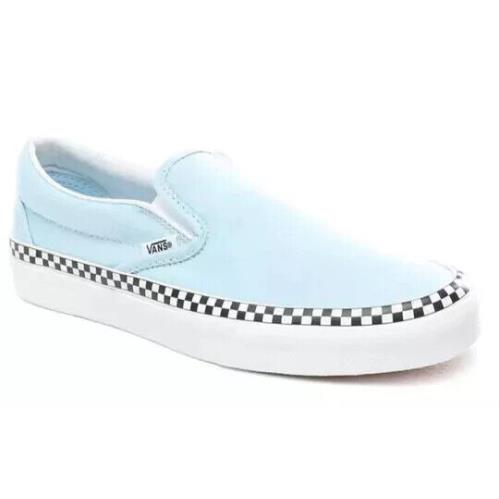 Vans Classic VN0A38F7VLS Men`s US 7.5 Blue Check Slip on Skate Shoes RTN-JDJ370