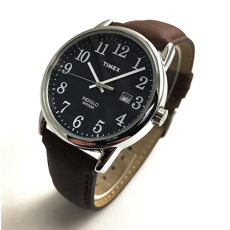 Men`s Timex Easy Reader 38mm Leather Strap Watch TW2P75900