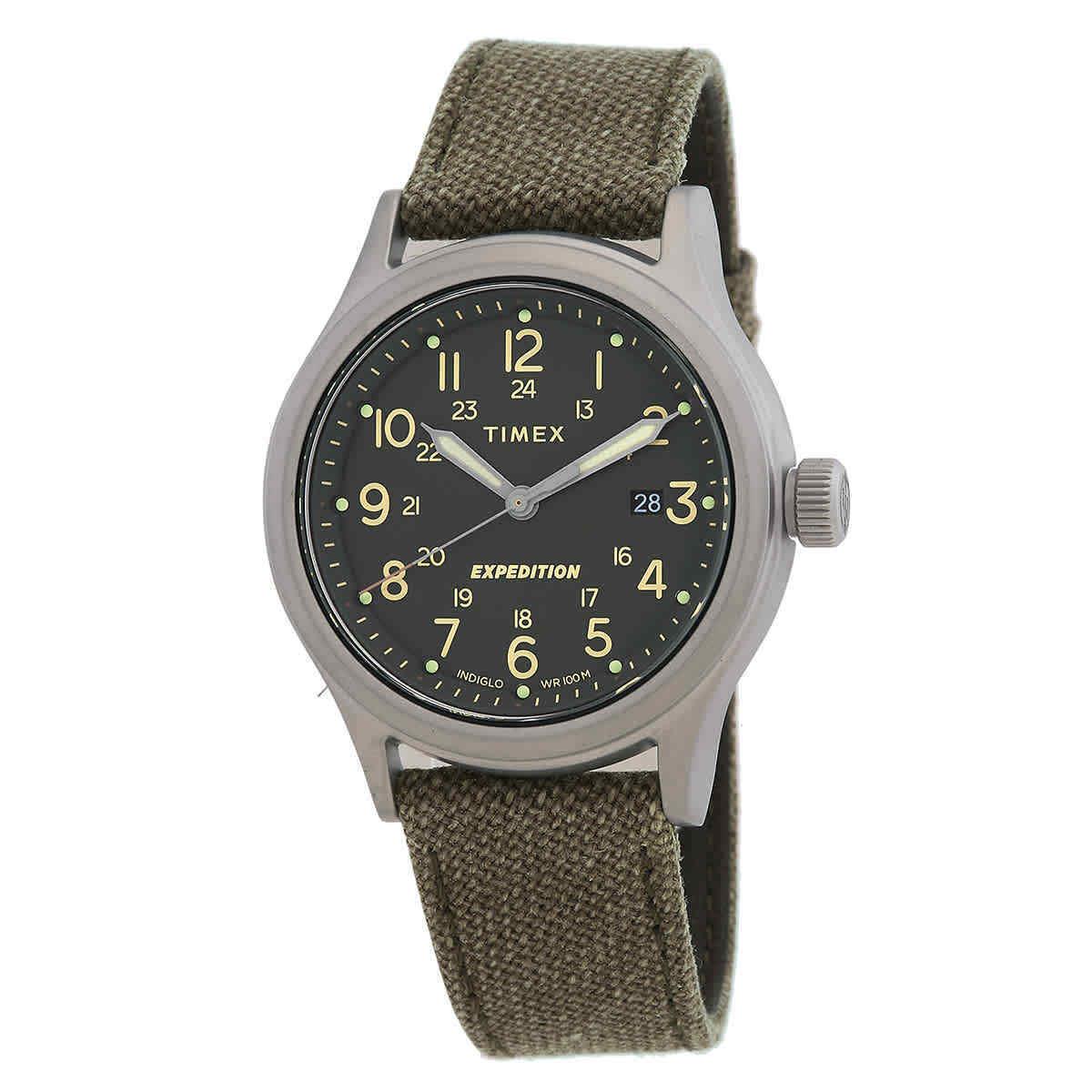 Timex Expedition Sierra Quartz Green Dial Men`s Watch TW2V07100 - Dial: Green, Band: Green, Bezel: Silver-tone