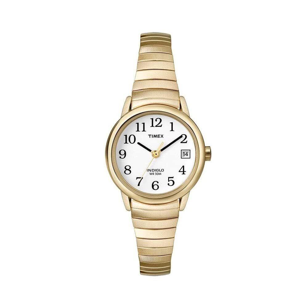 Timex Women`s Watch Easy Reader Indiglo Light-up Gold White Superb