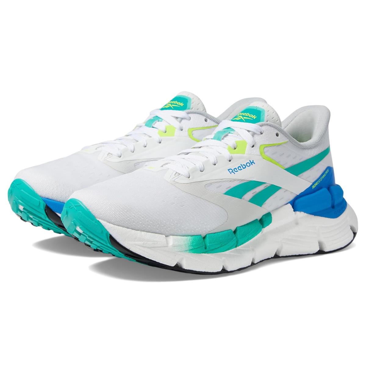 Woman`s Sneakers Athletic Shoes Reebok Floatzig Symmetros - White/Unleashed Green/Kinetic Blue