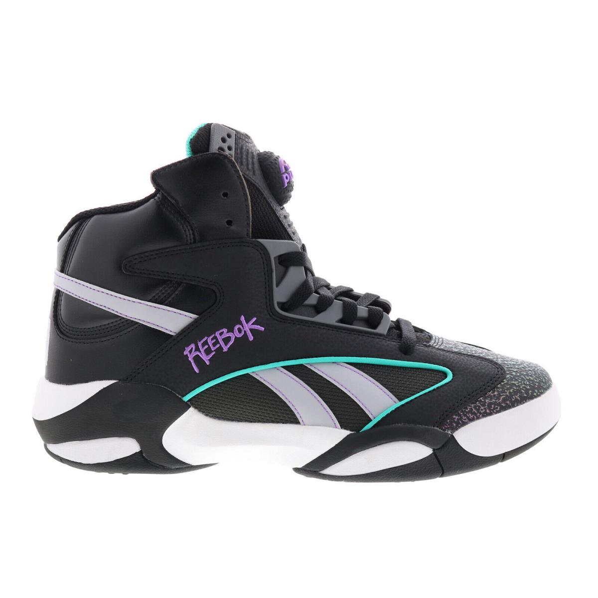 Reebok Shaq Attaq Mens Black Leather Lace Up Athletic Basketball Shoes - Black