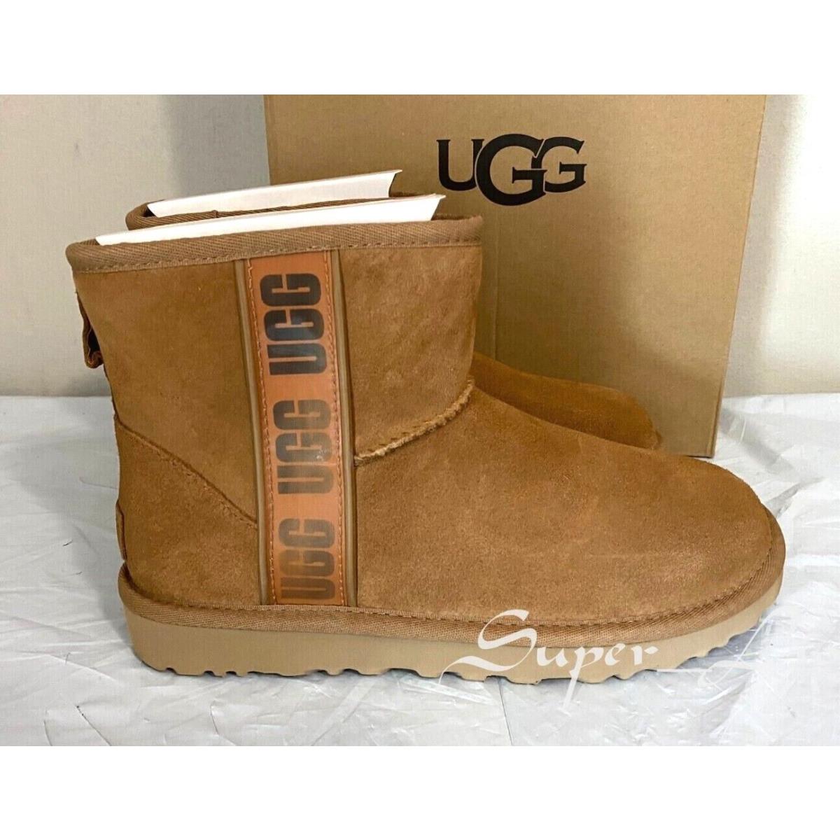 Ugg Women`s Classic Mini Side Logo II Boot 1134962 Size 7 Chestnut