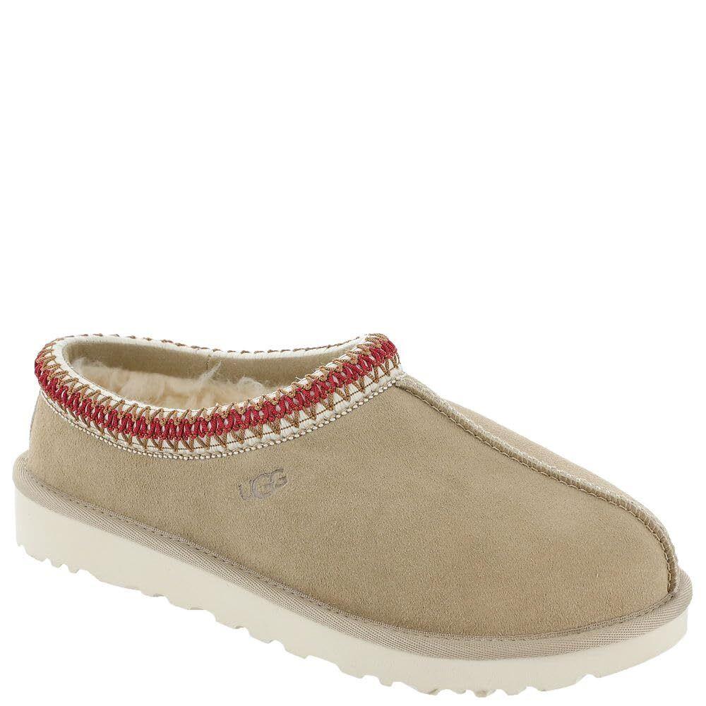 Women`s Shoes Ugg Tasman Suede Sheepskin Slippers 5955 Sand / Dark Cherry