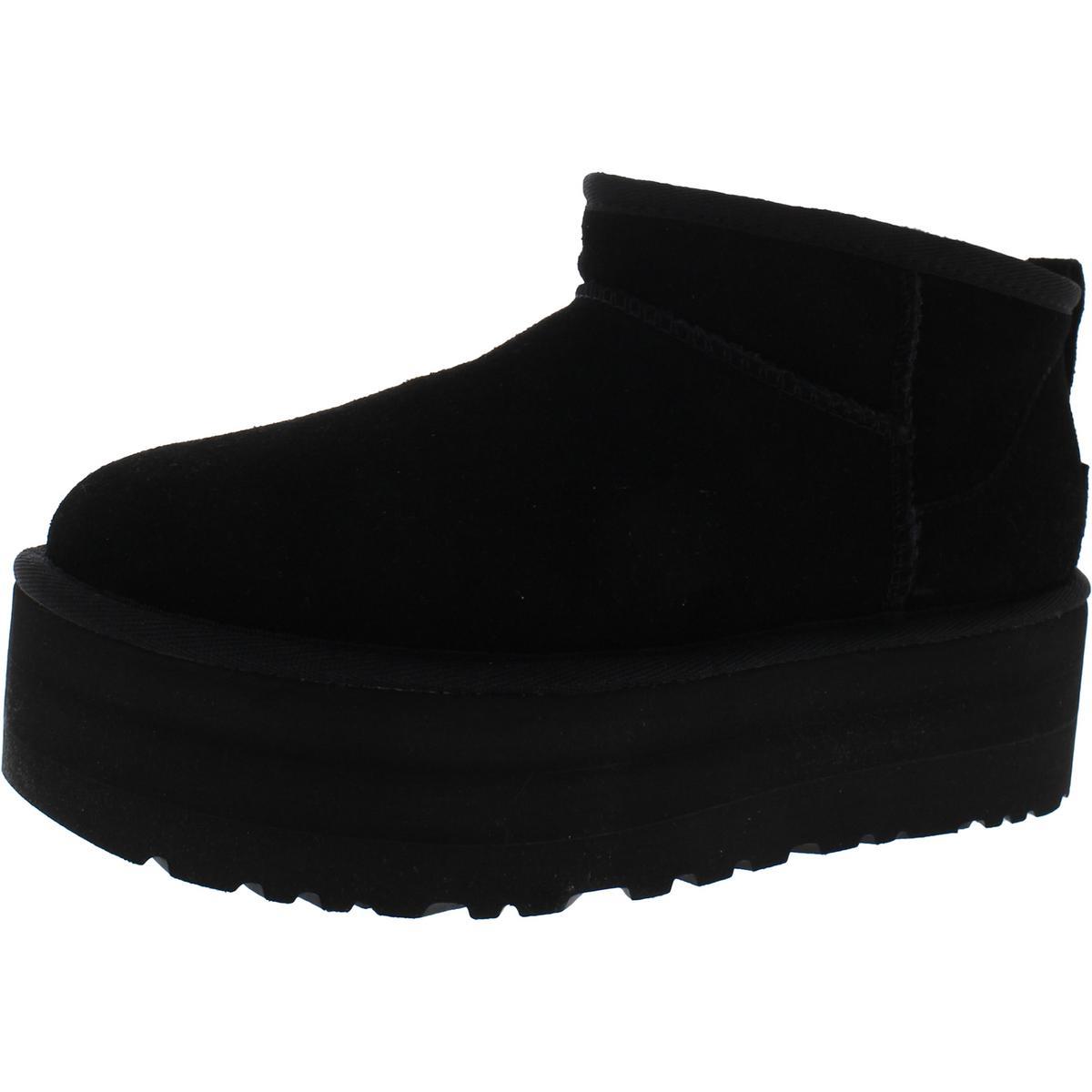 Ugg Womens Classic Ultra Mini Platform Suede Sherpa Ankle Boots Shoes Bhfo 7046 Black