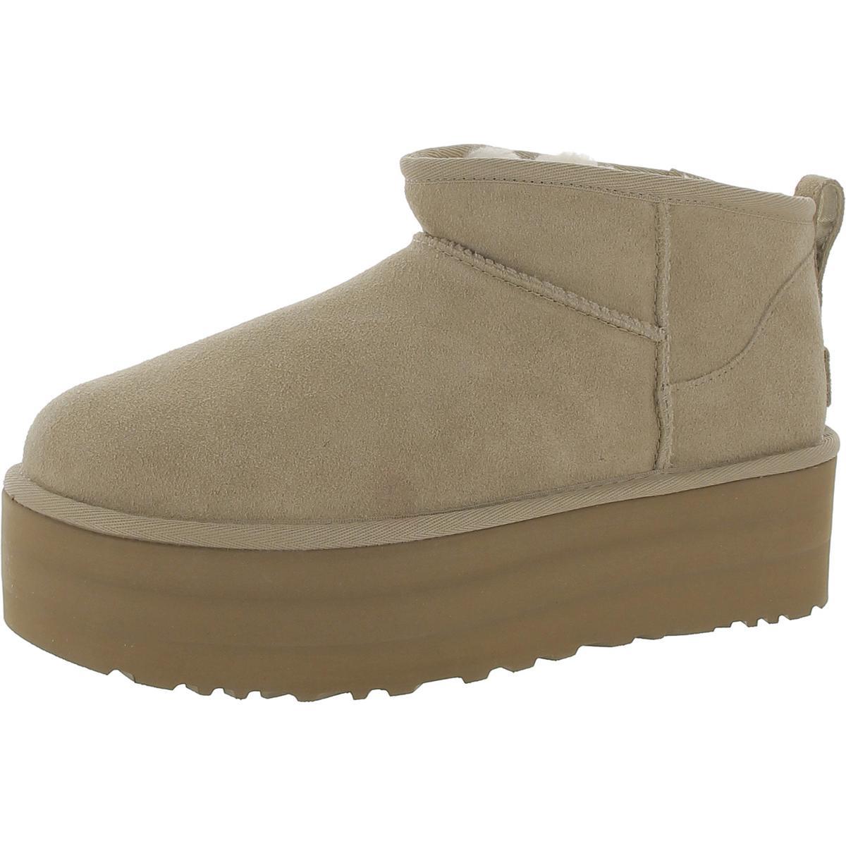 Ugg Womens Classic Ultra Mini Platform Suede Sherpa Ankle Boots Shoes Bhfo 7046 Sand