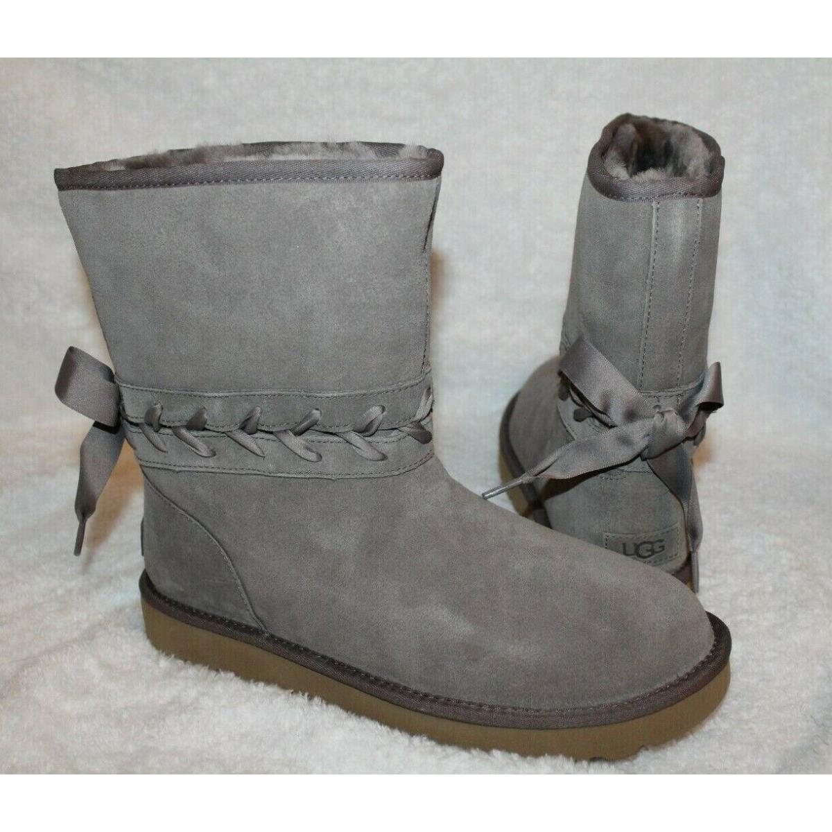 Womens Ugg Classic Short Lace Suede Winter Boots Mule Gray 11