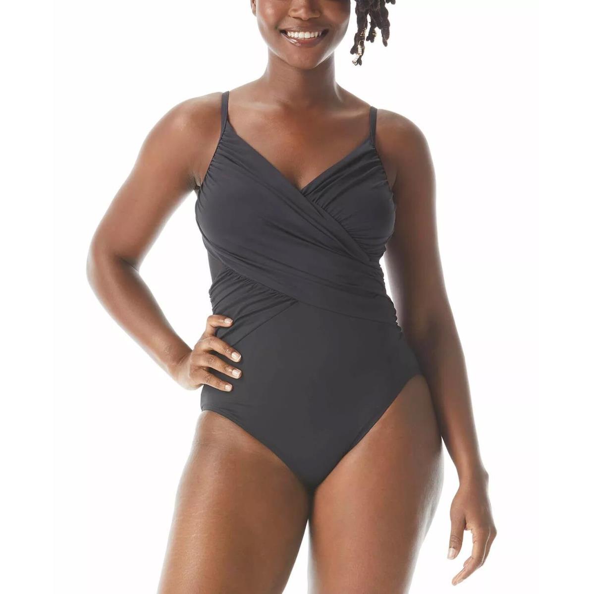 Coco Reef Contours Sterling Bra-sized One-piece Swimsuit Black Size 14/38CD