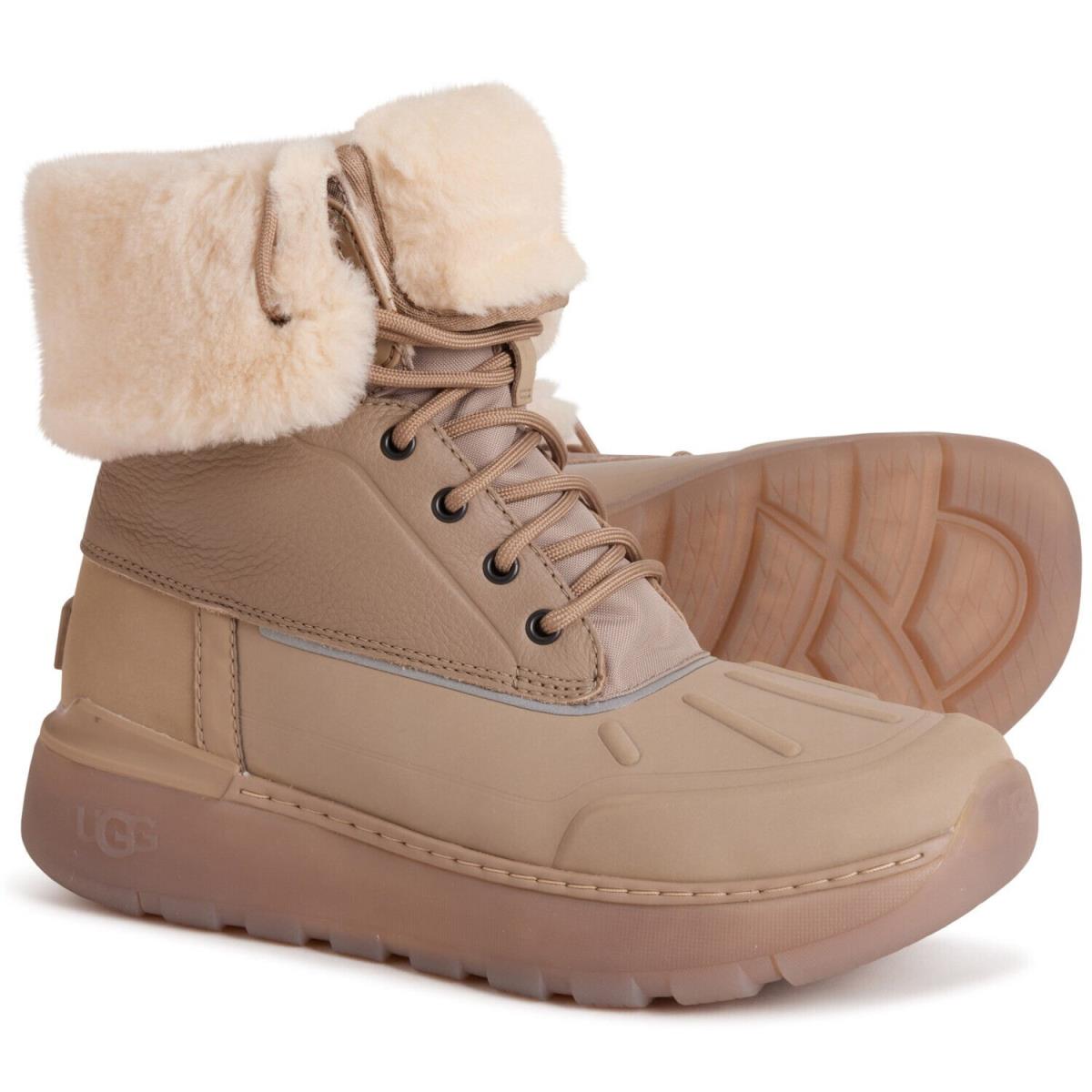 Ugg Men`s City Butte US 14 M Dune Leather Rubber Wool Lined W/p Snow Boots - Beige