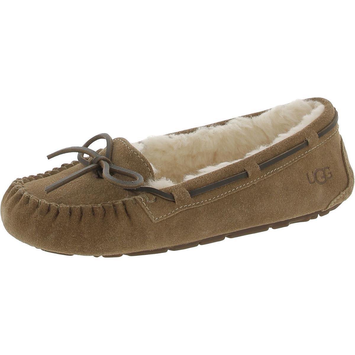 Ugg Womens Tazz Tan Suede Moccasin Slippers Shoes 7 Medium B M Bhfo 6723 - Chestnut