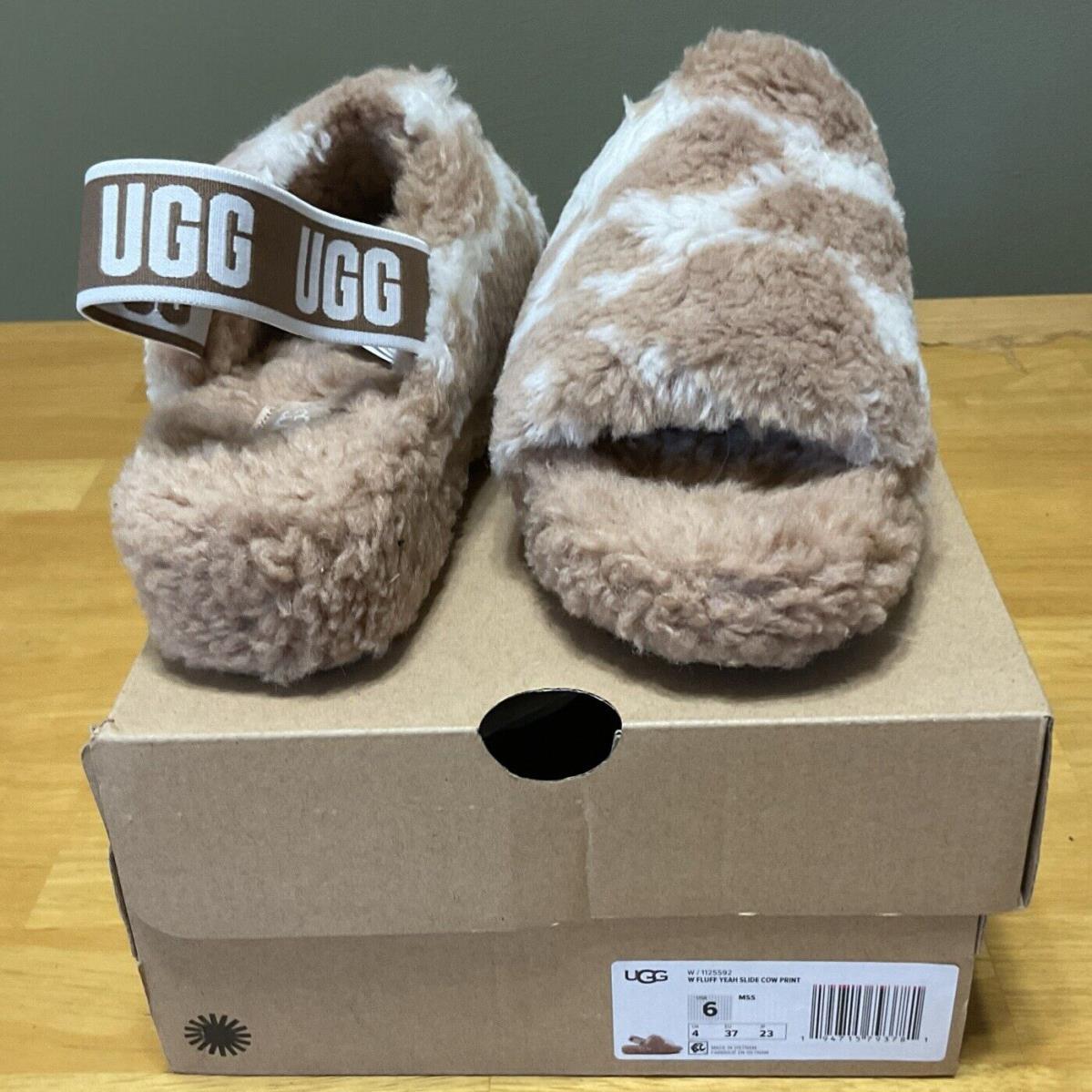 Ugg Women`s Fluff Yeah Slide Cow Print in Size 6